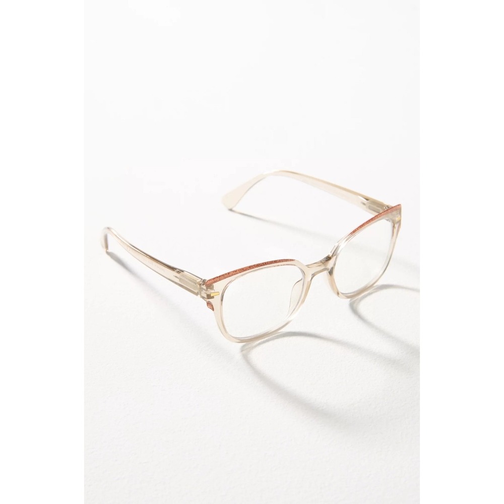 New Anthropologie PEEPERS Glimmer Tan BLUE LIGHT FILTERING Readers +2.00